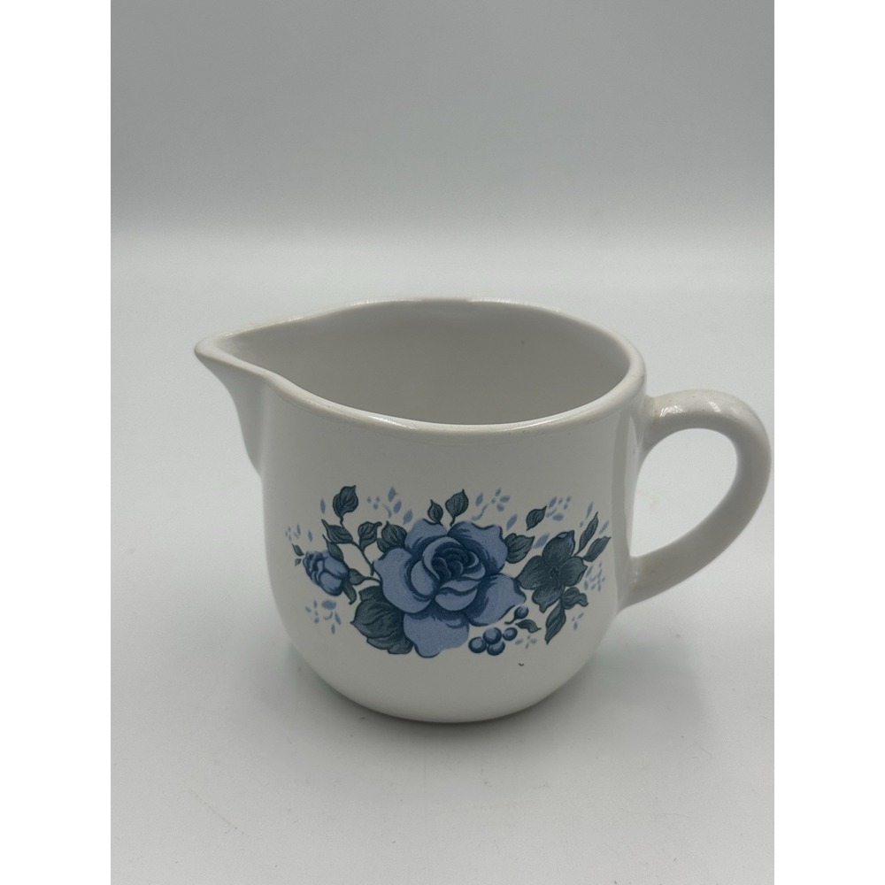 Corelle Jays Imports Velvet Rose Creamer White with Blue Roses Floral Coffee Tea